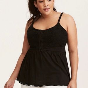 CROCHET LACE UP BABYDOLL TANK TOP